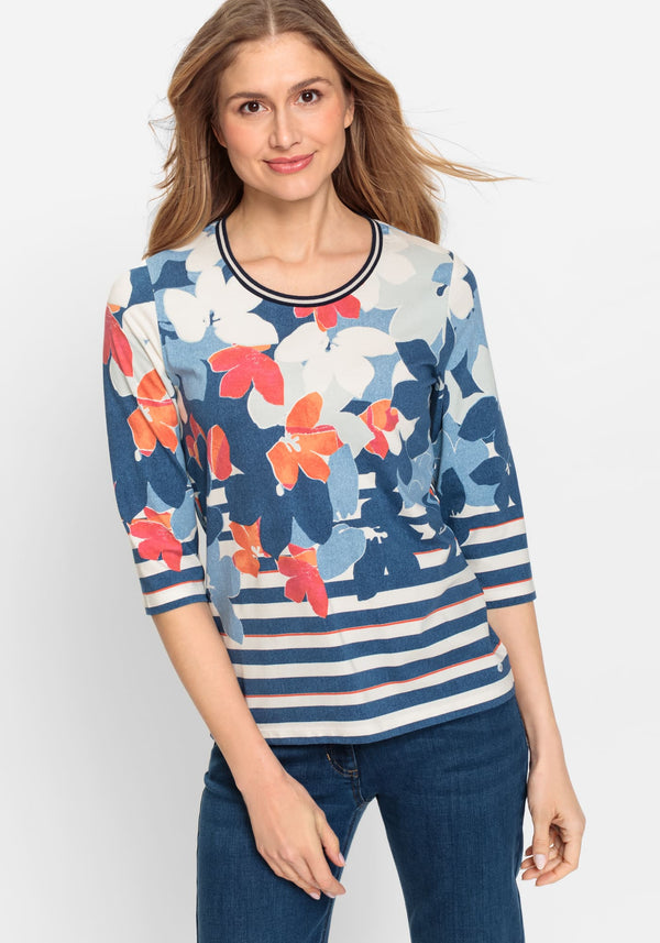 French Flair Flowers & Stripes Edda Fit Top