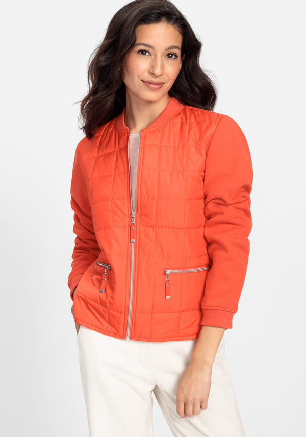 French Flair Quilted Jacket with Jersey Sleeves