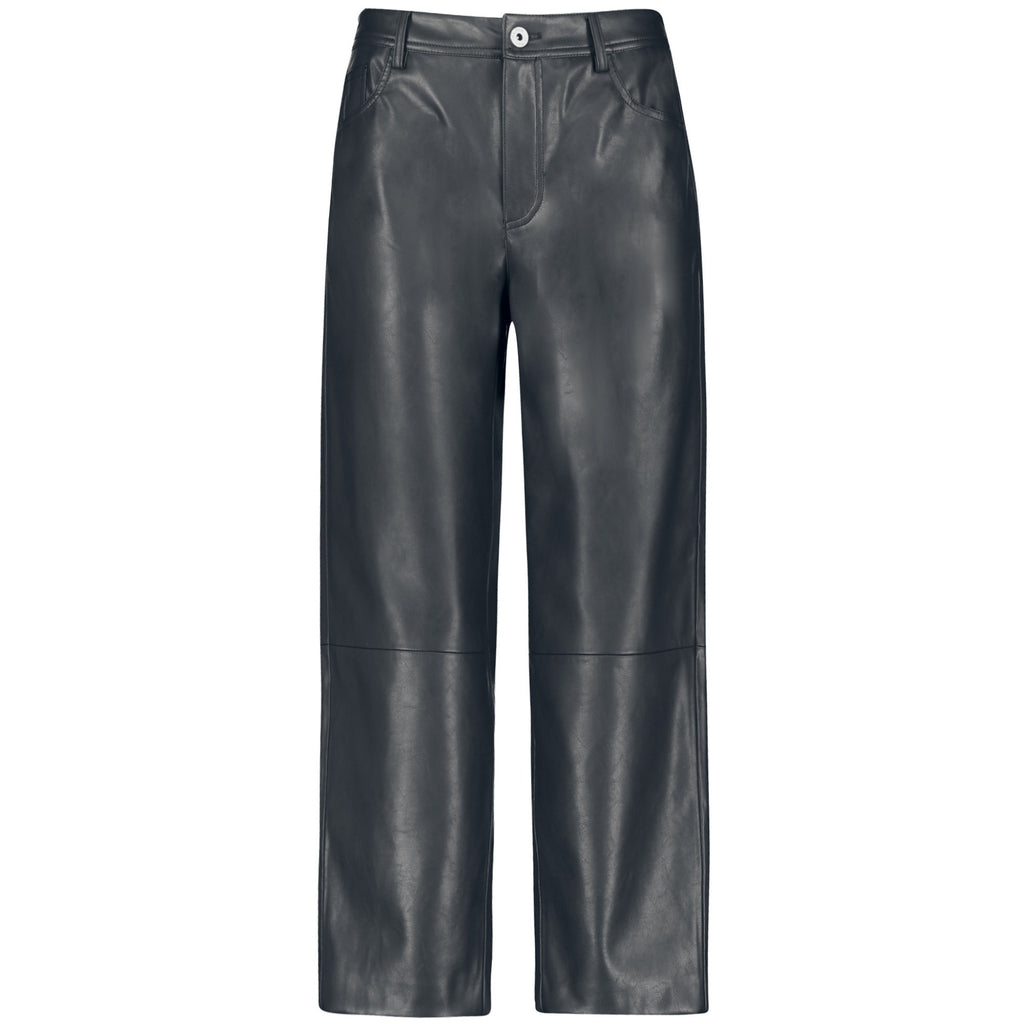Loose Fit Faux Leather Trousers