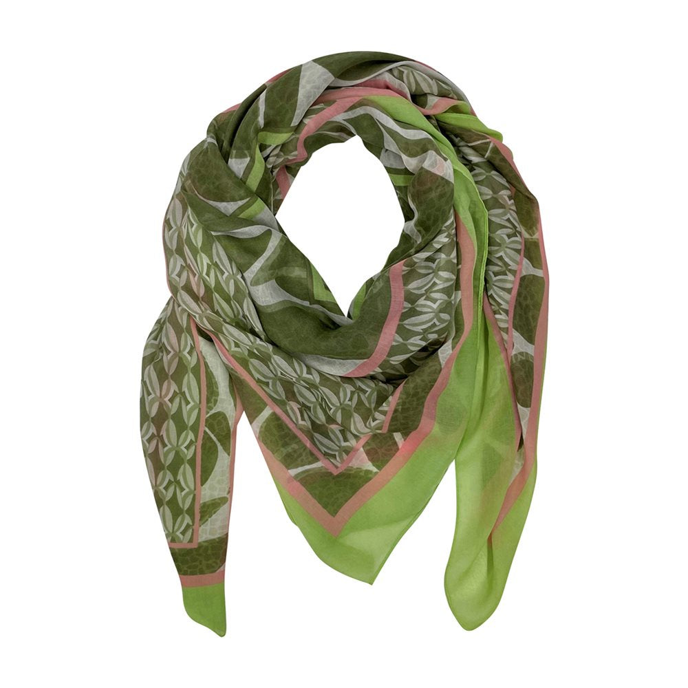 Woven Scarf Green/Khaki/Pink