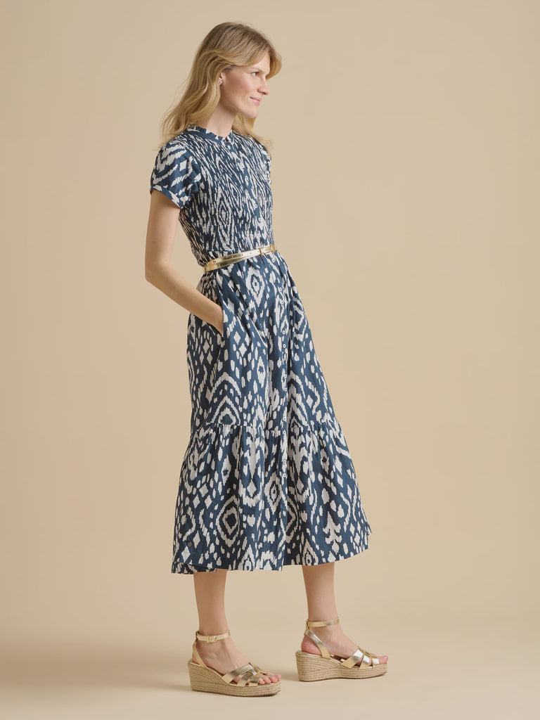 Ikat Maxi Shirt Dress Navy