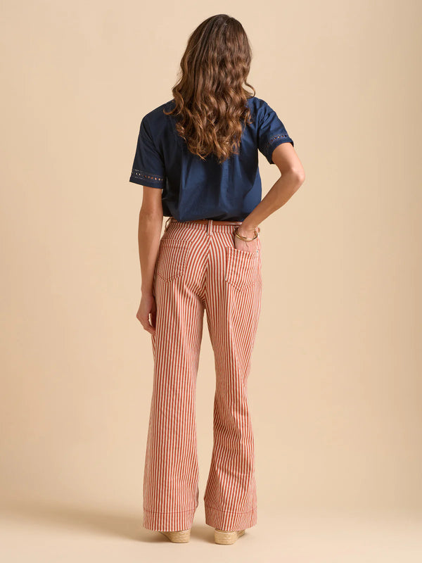 Rust Stripe Straight Leg Jeans