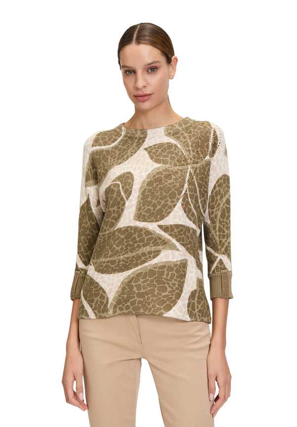 Rhinestone Patterned Jumper Khaki/Stone