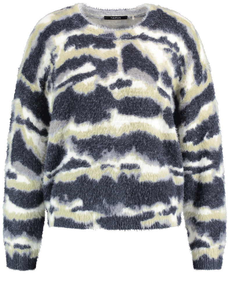 Diamonds & Jade Fluffy Patterned Jumper