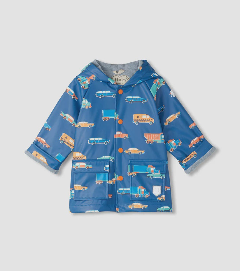 Driving Cars Button-Up Rain Jacket