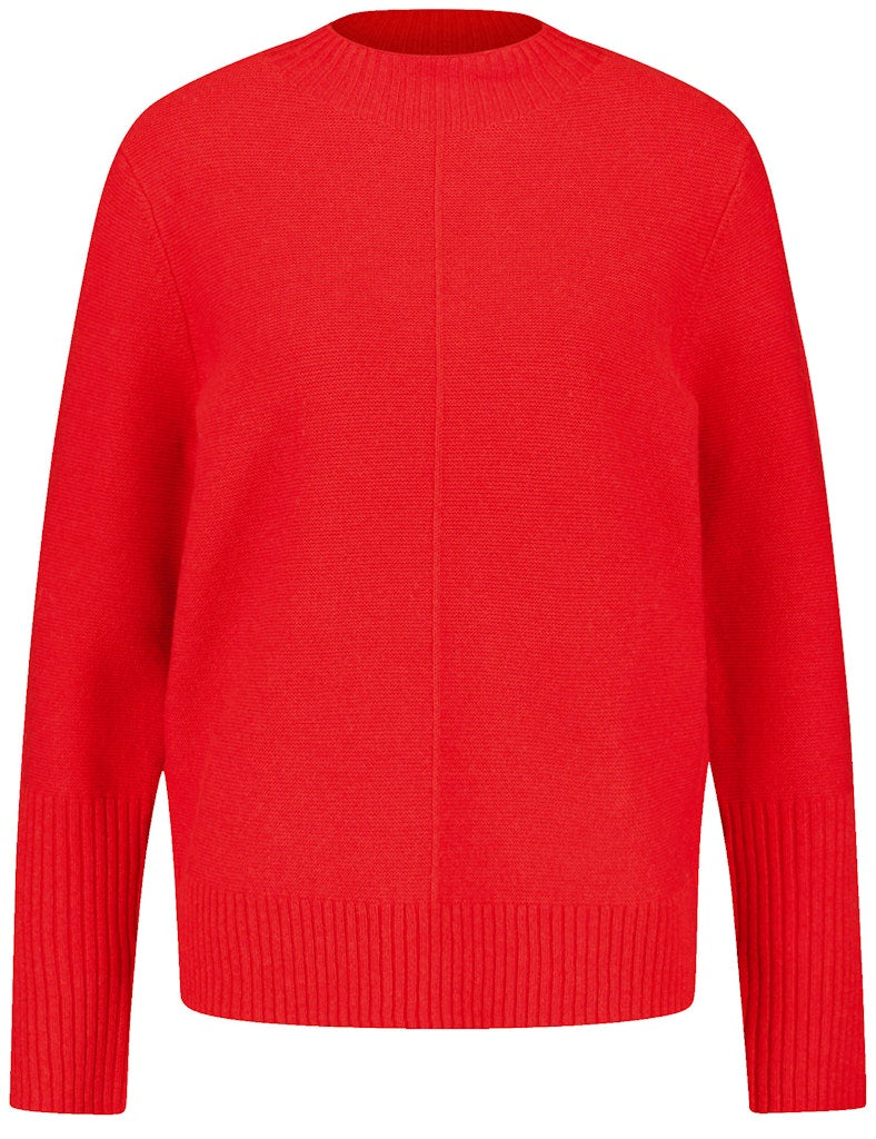 Symbiotic Red Ribbed Neck Jumper