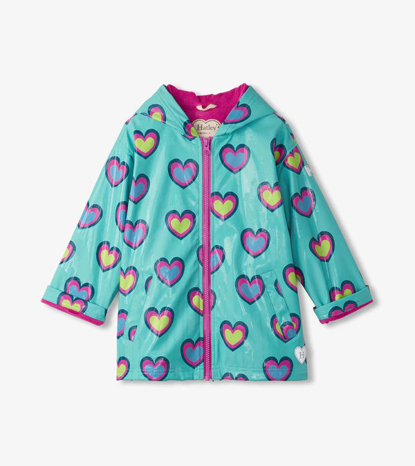 HATLEY-Hearts Colour Changing Zip-Up Rain Jacket-colour changed with rain