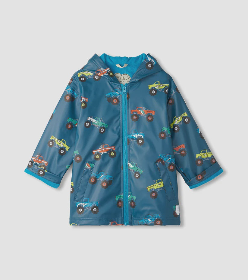 HATLEY-Monster Trucks Zip-Up Rain Jacket