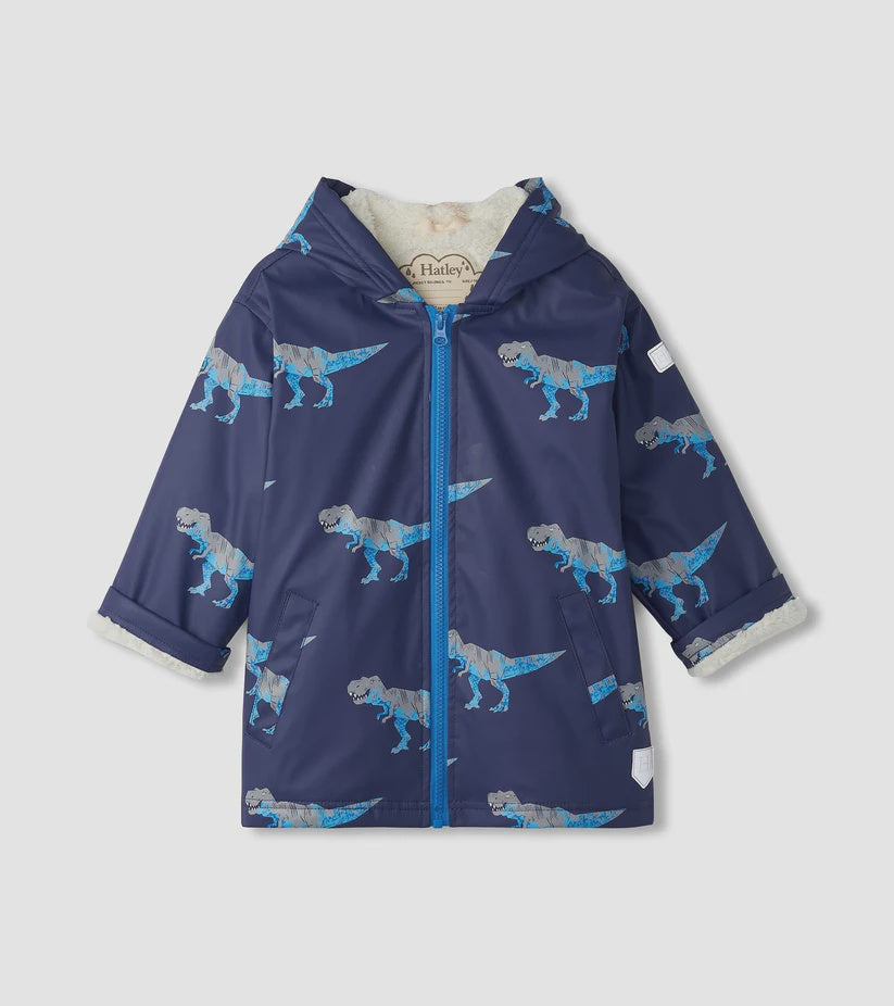 HATLEY-T-Rex Attack Sherpa Lined Zip-Up Rain Jacket