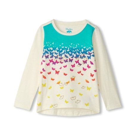 HATLEY Falling Butterflies Long Sleeve Graphic Top