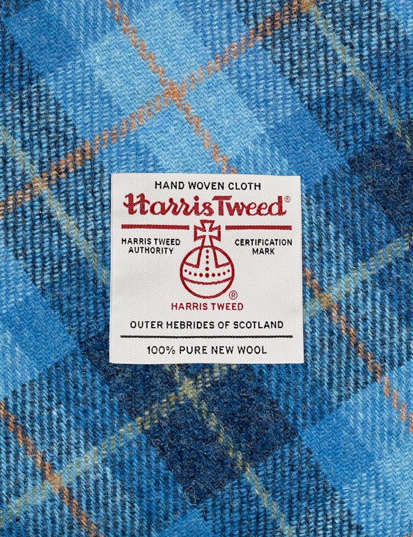 Highland Cow Harris Blue Tweed & Leather Grab Bag