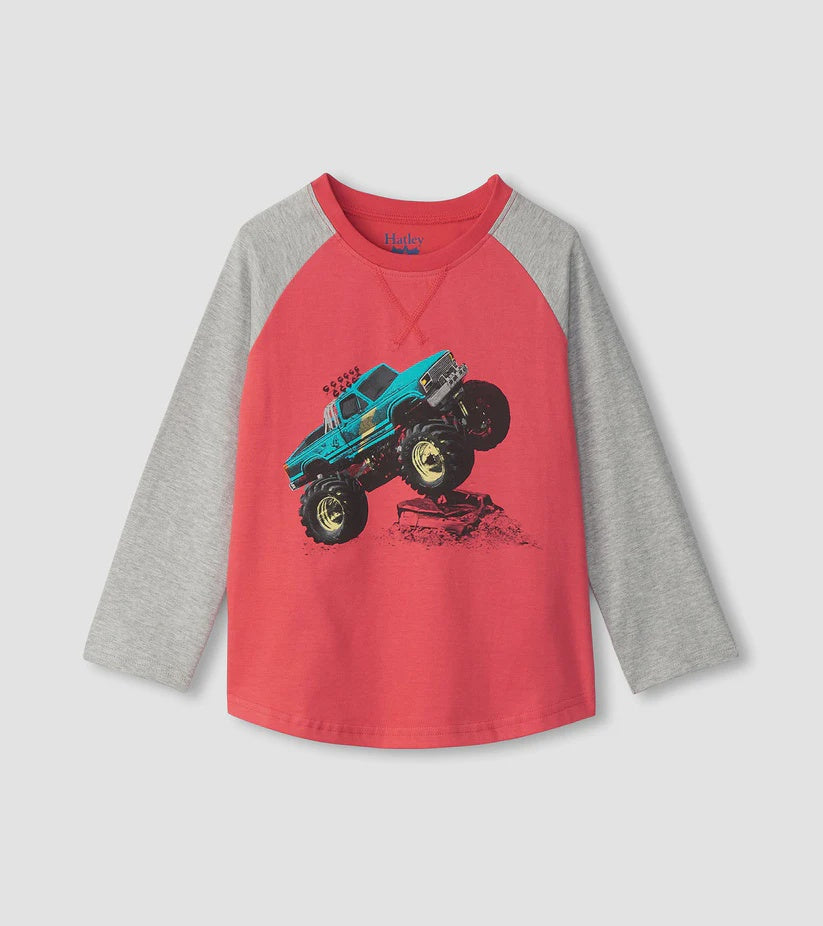 Hatley Boys Monster Trucks Long Sleeve Raglan T-Shirt