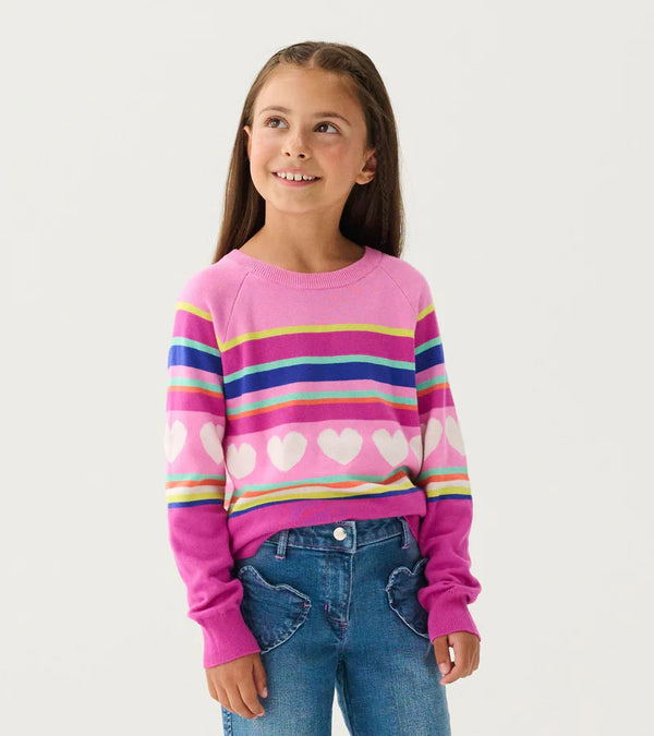 Hatley Girls Rainbow Heart Sweater-model