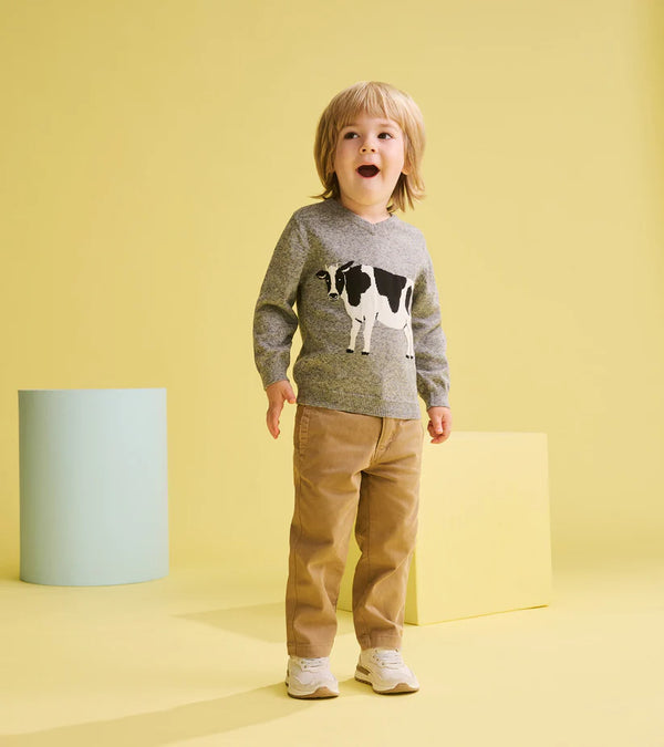 Milk Cow V-Neck Sweater-model