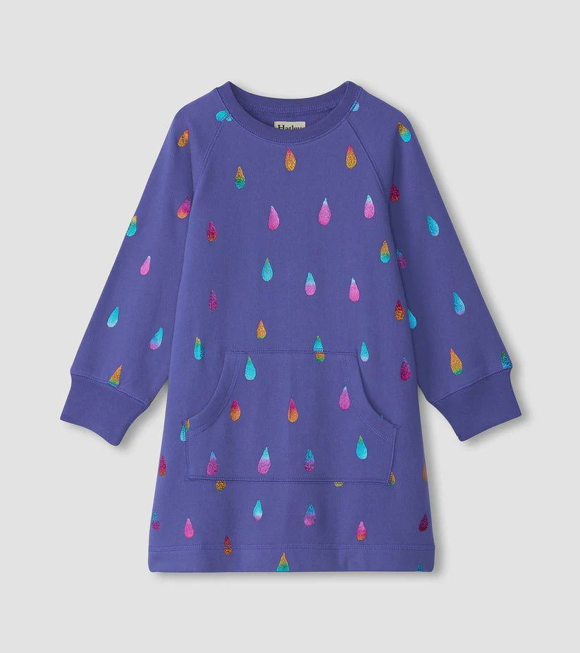 Rainbow Raindrops Sweatshirt Dress-hatley