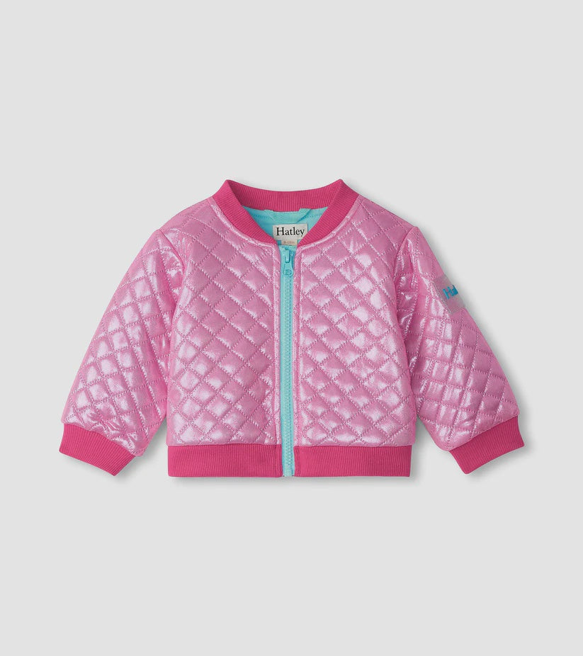 Rose Violet Metallic Bomber Jacket