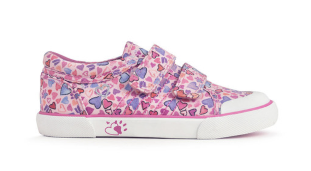 Loveheart Print Girls Canvas Shoes