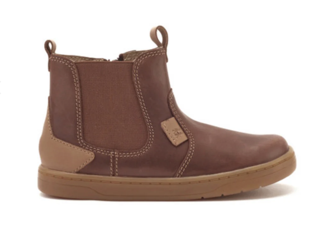 Energy Tan Leather Zip-Up Kids Ankle Boots