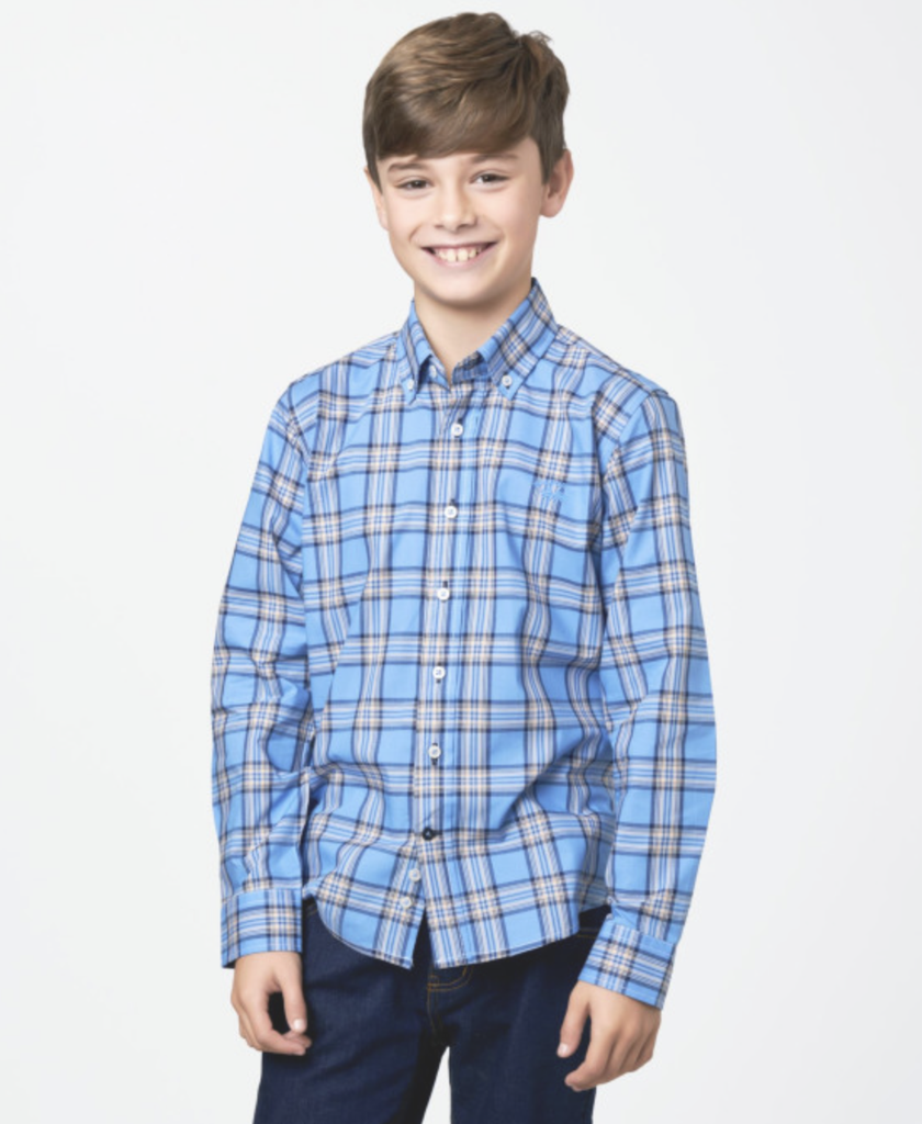 Boy's Blue Check Poplin Shirt