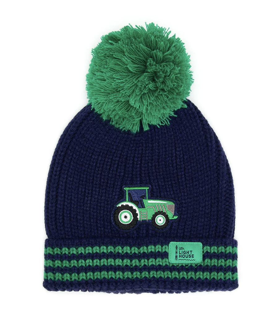 Bobbie Hat Green Tractor Striped