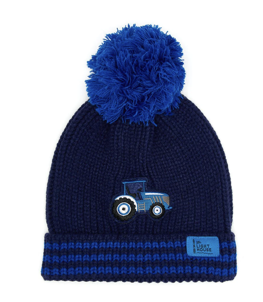 Bobbie Hat Blue Tractor Striped