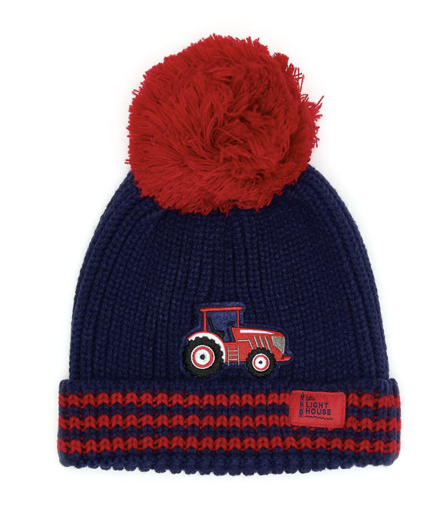 Bobbie Hat Red Tractor Striped