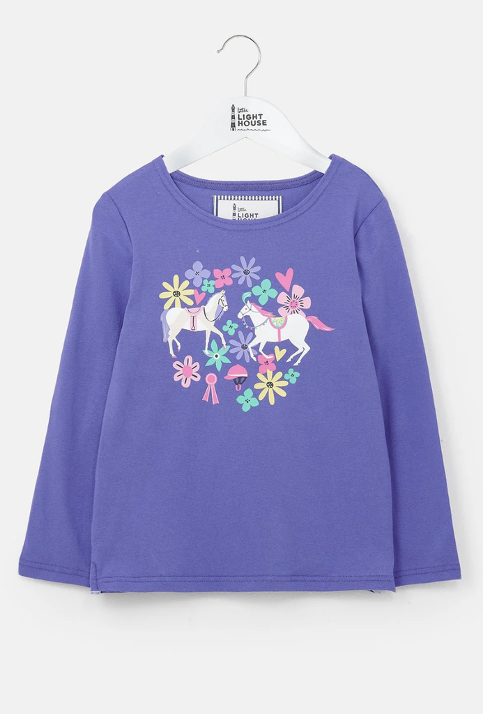 Causeway Long Sleeve Top Horse Print