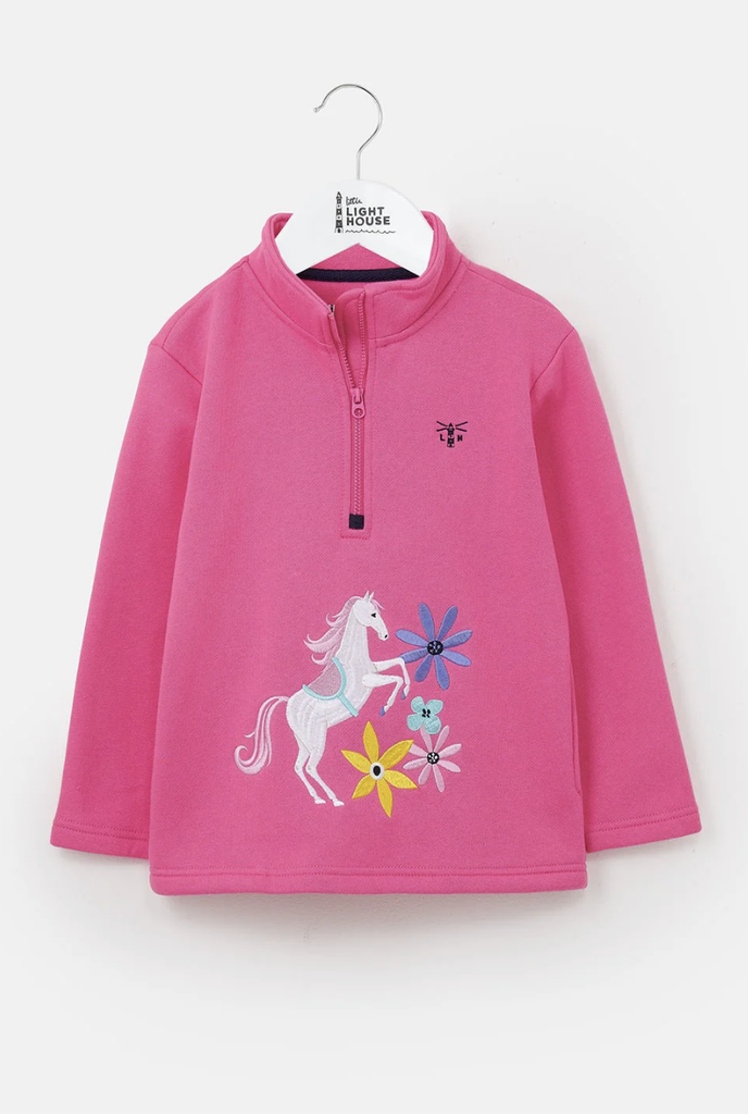 Robyn Half Zip Sweatshirt Pink & Horse