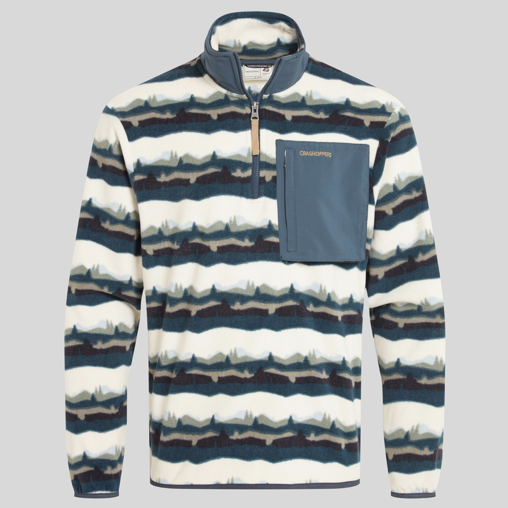 Men's National Trust Losehill Half Zip Fleece | Tranquil Blue Print