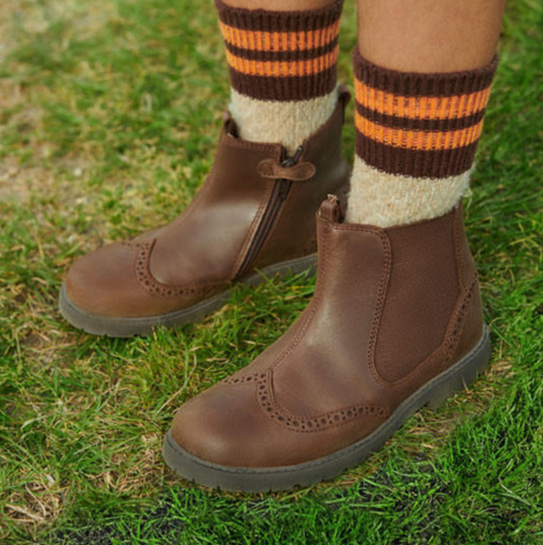 CHELSEA BROWN LEATHER ZIP-UP BOOTS