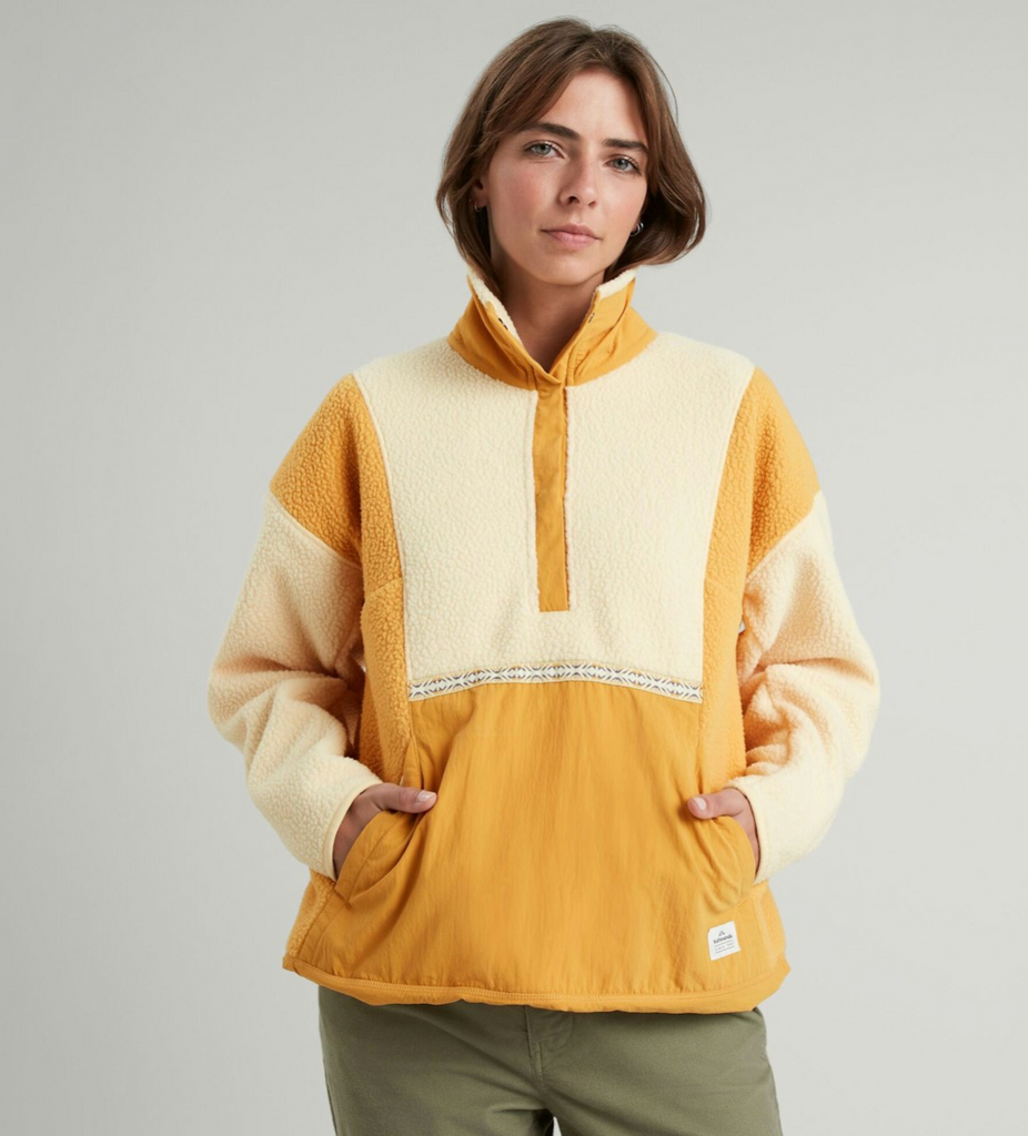 Co-Z High Pile Womens Pullover Mustard Yellow