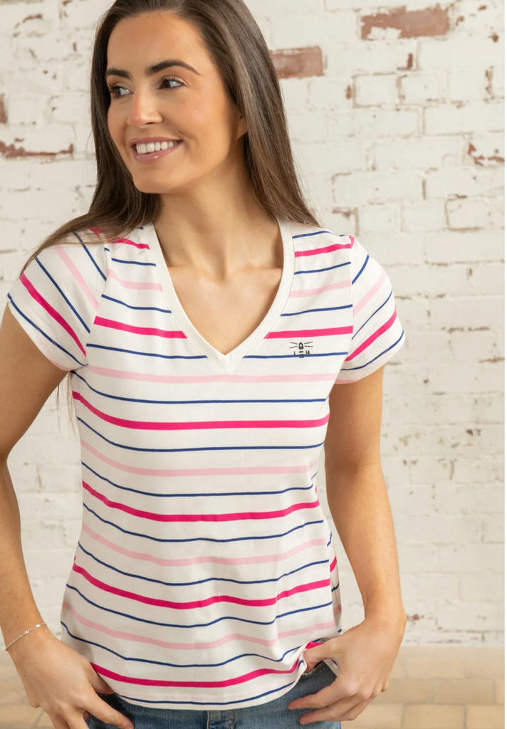 Ladies Ariana T-Shirt Pink Strip