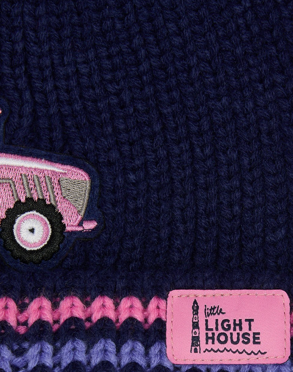 Bobbie Hat Pink Tractor Striped