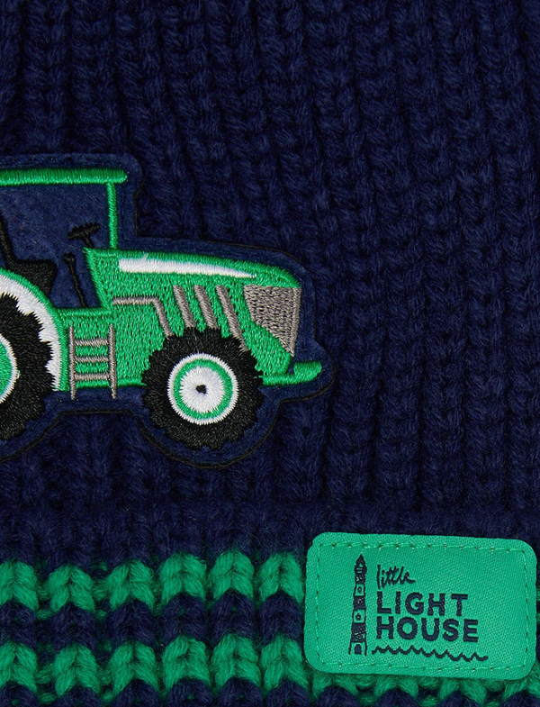 Bobbie Hat Green Tractor Striped