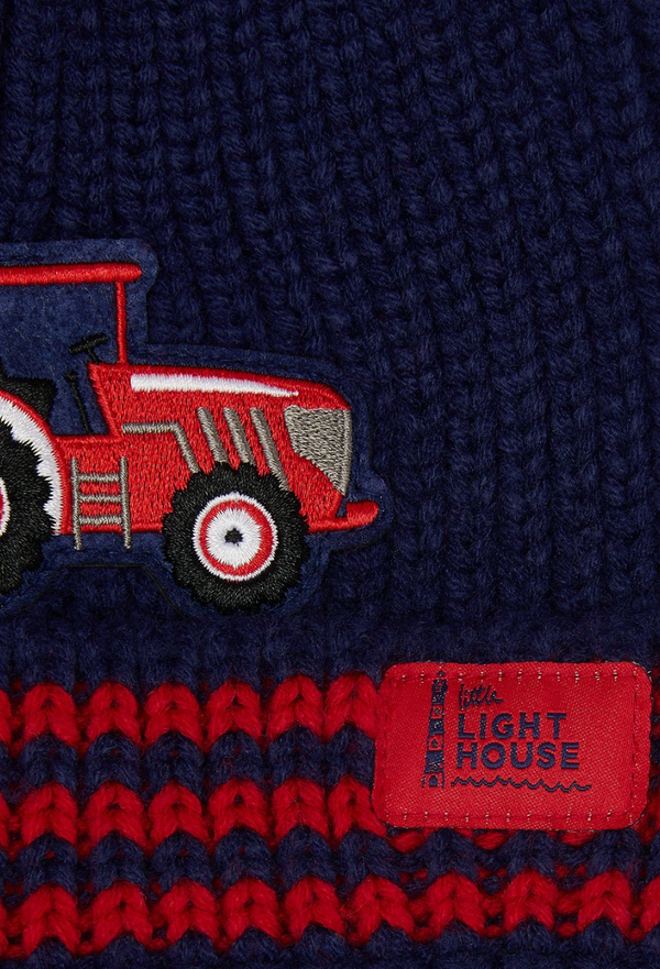 Bobbie Hat Red Tractor Striped