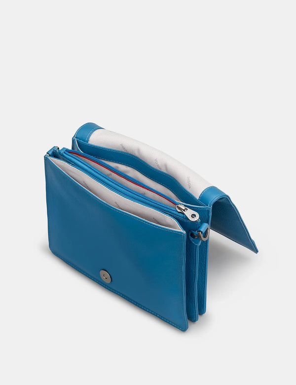 Stanton Petrol Blue Leather Flap Over Cross Body Bag