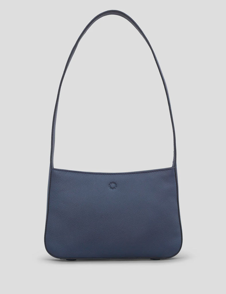 Aspen Navy Leather Shoulder Bag