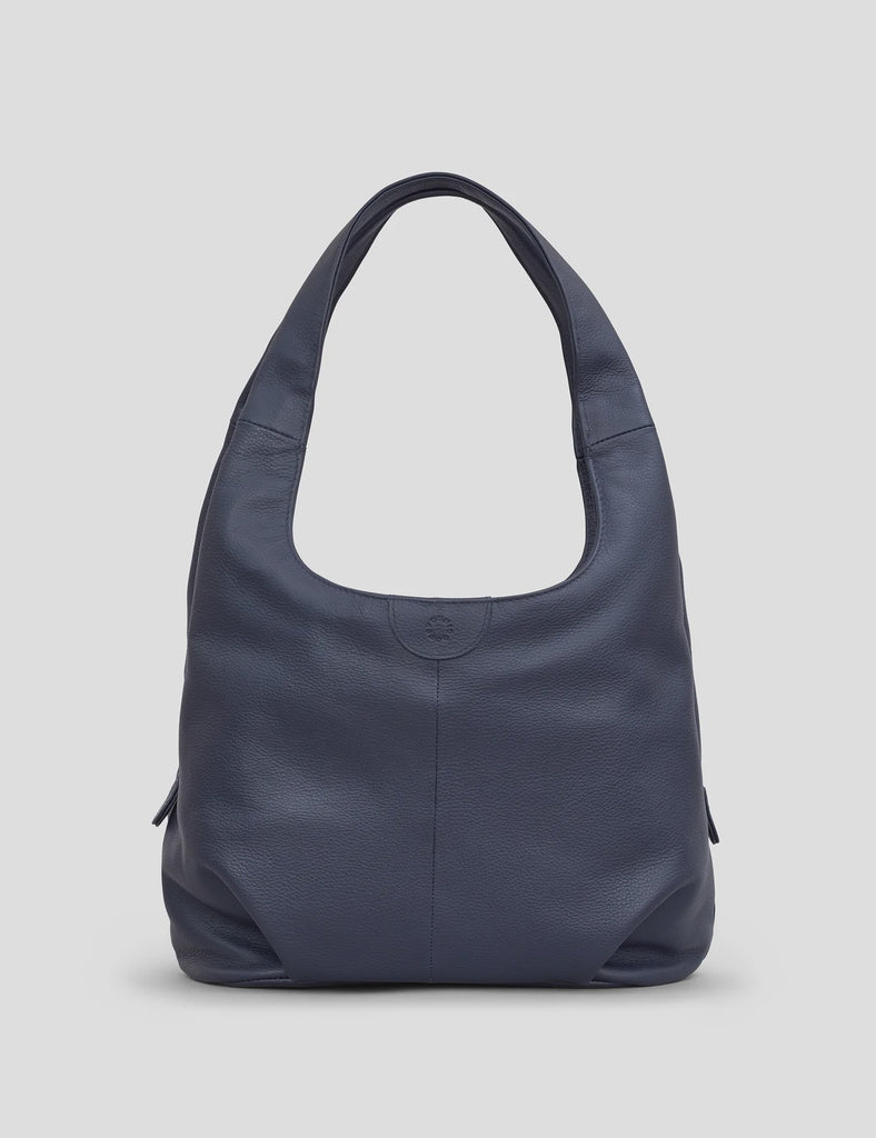 Meehan Navy Leather Slouch Shoulder Bag