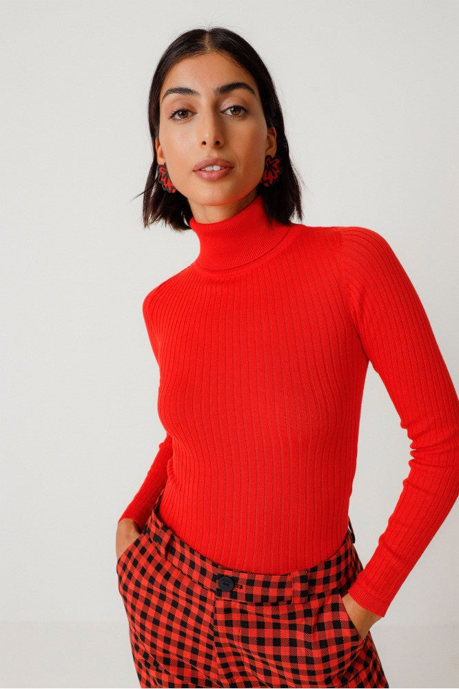 ALDARA-GOTS Ribbed Polo Neck Jumper