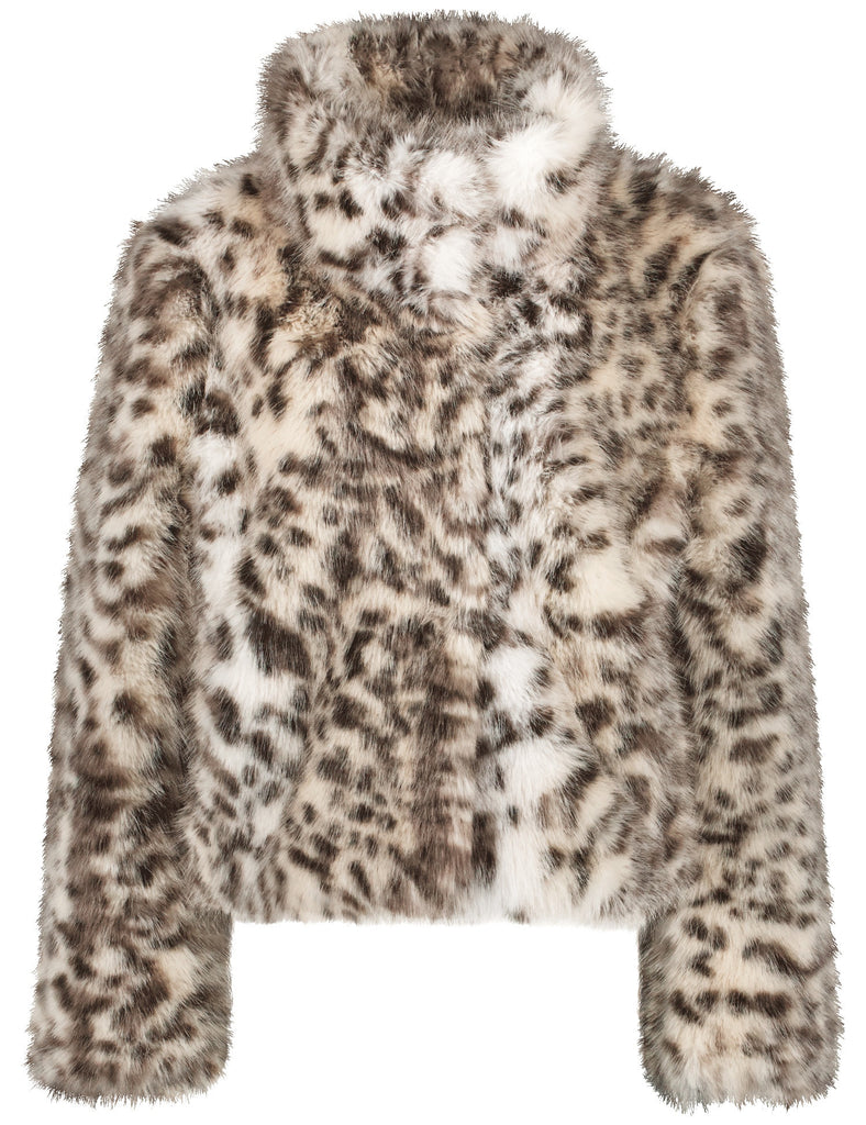 Sparkling Rubies Animal Print Faux Fur Jacket