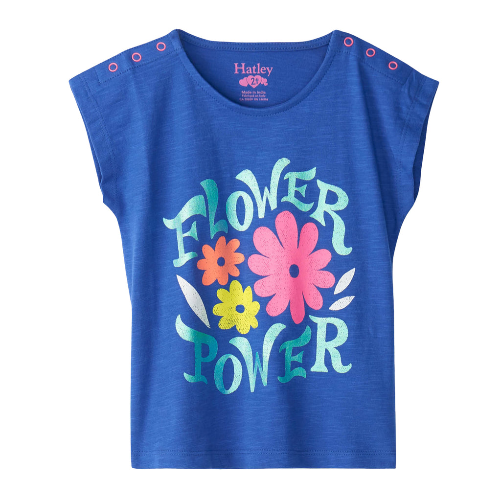 Flower Power Snap Up  Girls Tee