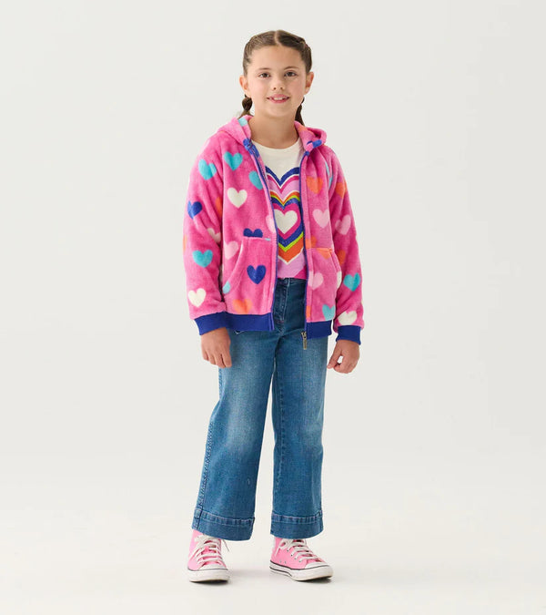 hatley-Hearts Fleece Zip-Up Hoodie-model