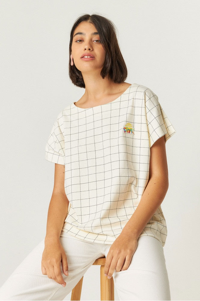 IRIDE-GOTS T-SHIRT / Checks