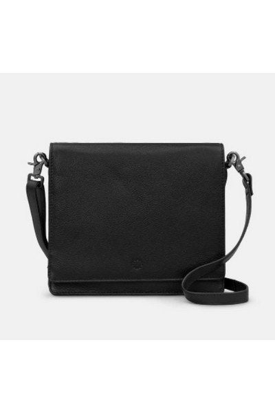 Stanton Black Leather Flap Over Cross Body Bag