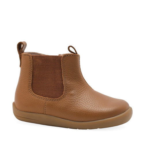 AVENUE TAN LEATHER BOYS ZIP-UP FIRST BOOTS