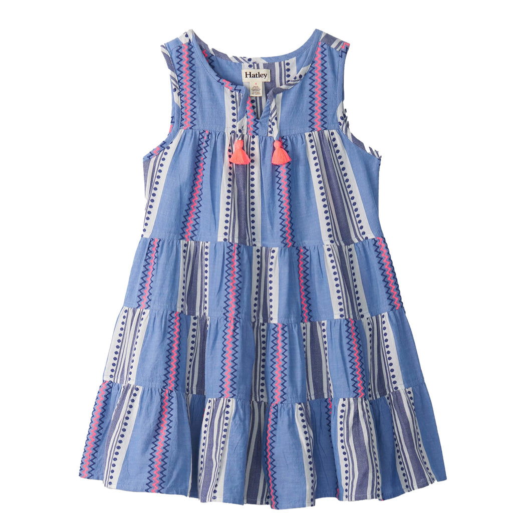 Boho Stripe Layered Tiered Girls Dress